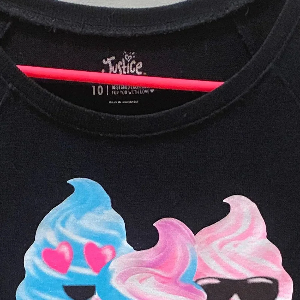 Justice ice cream cone long sleeve black top